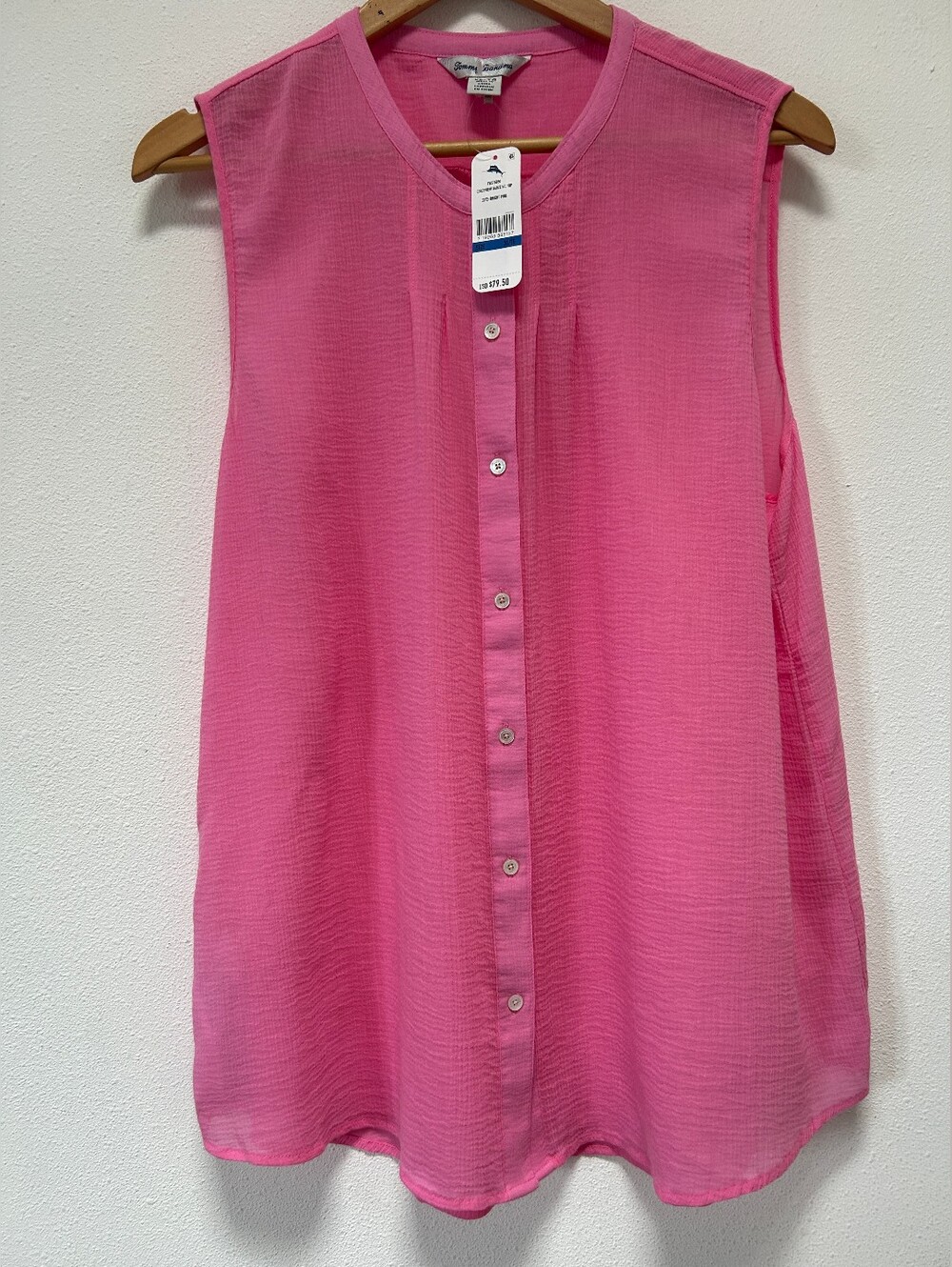 NWT Tommy Bahama Sleeveless Pink Button-Front Blouse